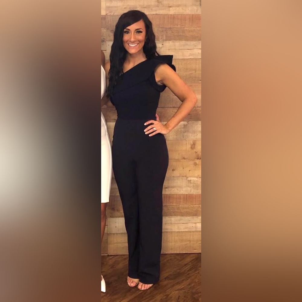 Navy Blue One Shoulder Jumpsuit